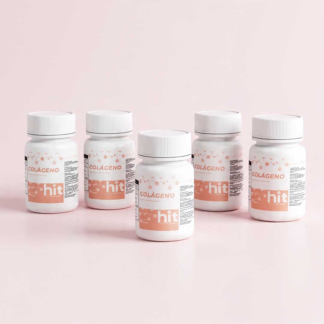 HIT Colágeno – Suplemento Alimenticio con Colágeno para Piel, Articulaciones y Bienestar | 60 Cápsulas por Caja | Pack de 5 Piezas