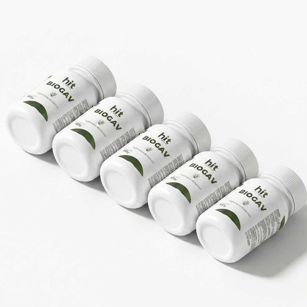 HIT Biogav – Suplemento Alimenticio | Apoyo al Bienestar General y Vitalidad | 100 g por Presentación | Pack de 5 Piezas