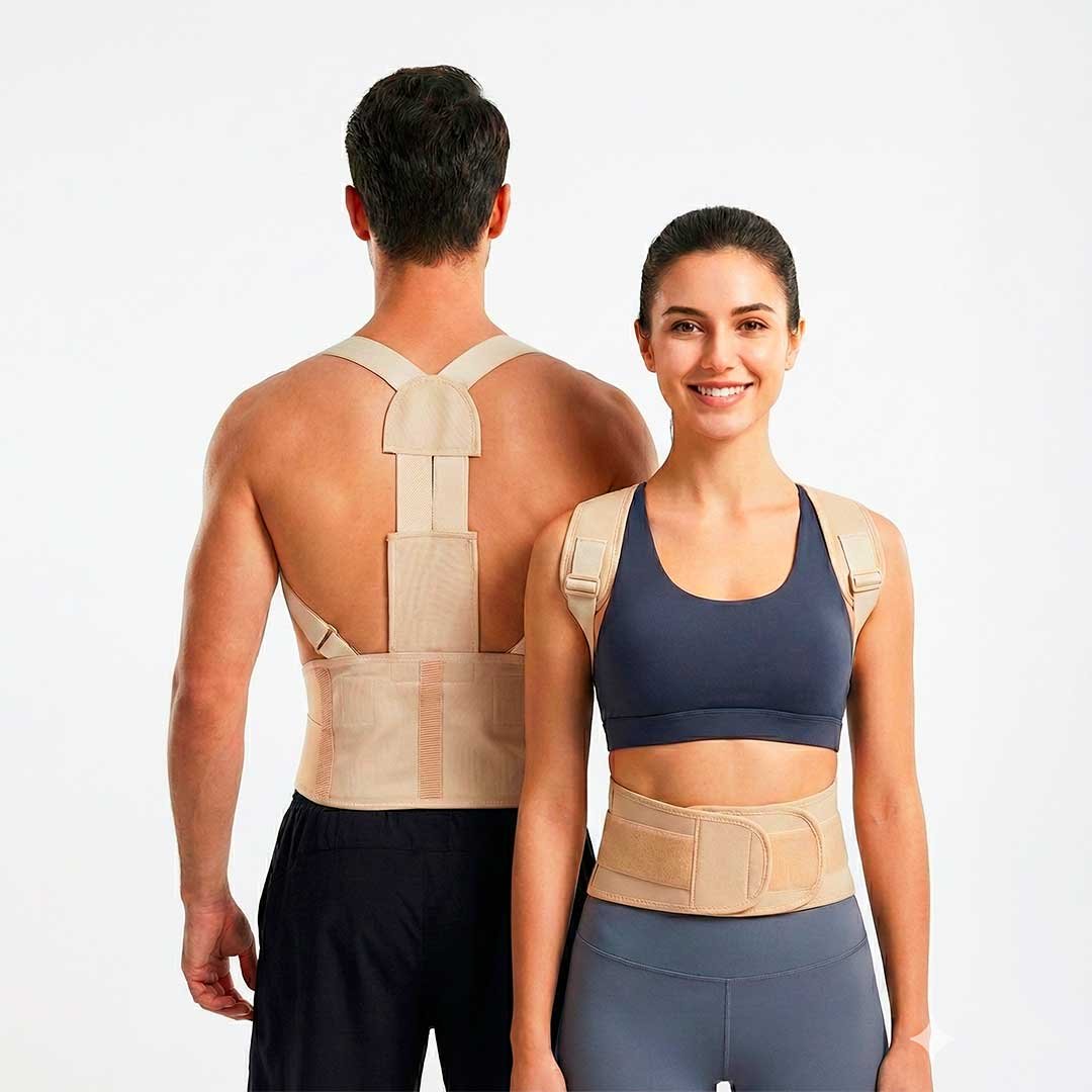 Soporte de Espalda POSTURE PLUS® con Discos Cerámicos de Turmalina | Corrector de Postura Ergonómico | Faja Postural Ajustable y Transpirable | Uso Diario